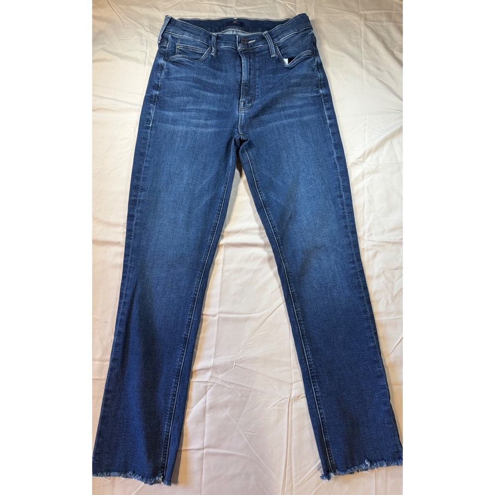 MOTHER Straight Leg Jeans in Dark Blue Denim